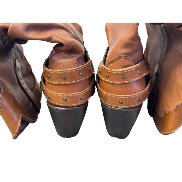 CUADRA Cowgirl Mexican Western Leather Cowhide Boots CU202 Honey Stud Harness 7 - Picture 7 of 11